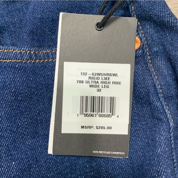 RE/DONE Originals 70's Ultra High Rise Wide Leg in Rigid Like Sz 32 NWT - Picture 6 of 15